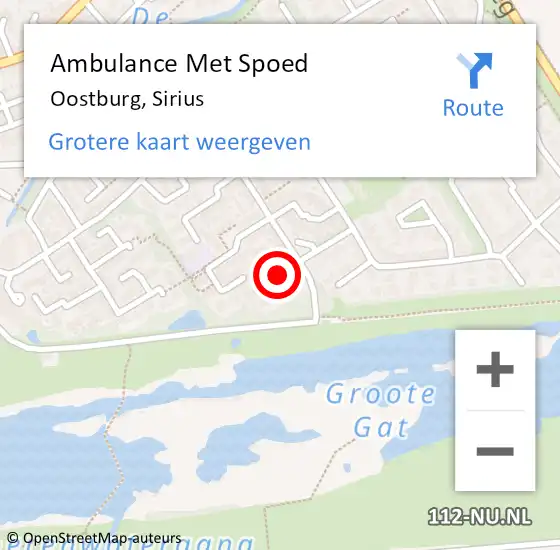 Locatie op kaart van de 112 melding: Ambulance Met Spoed Naar Oostburg, Sirius op 7 maart 2016 18:29