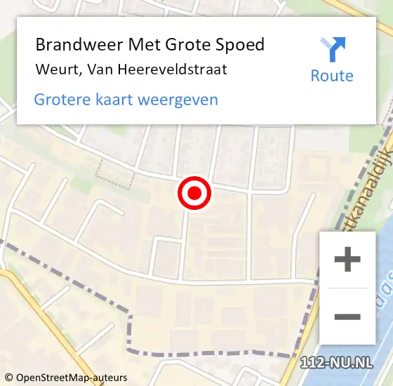 Locatie op kaart van de 112 melding: Brandweer Met Grote Spoed Naar Weurt, Van Heereveldstraat op 7 maart 2016 18:45