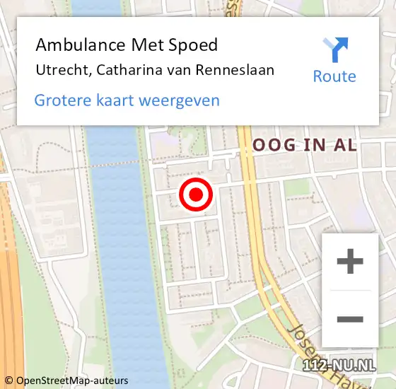 Locatie op kaart van de 112 melding: Ambulance Met Spoed Naar Utrecht, Catharina van Renneslaan op 7 maart 2016 19:26