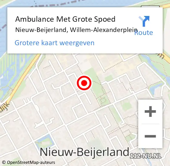 Locatie op kaart van de 112 melding: Ambulance Met Grote Spoed Naar Nieuw-Beijerland, Willem-Alexanderplein op 7 maart 2016 19:32