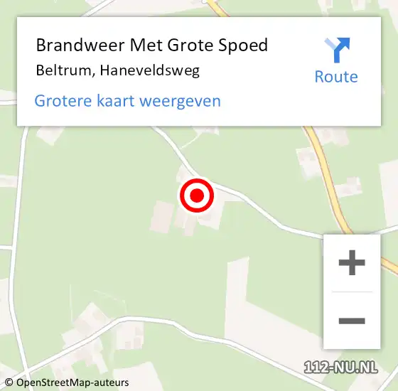 Locatie op kaart van de 112 melding: Brandweer Met Grote Spoed Naar Beltrum, Haneveldsweg op 8 december 2013 05:19