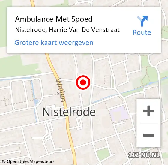 Locatie op kaart van de 112 melding: Ambulance Met Spoed Naar Nistelrode, Harrie Van De Venstraat op 7 maart 2016 20:40