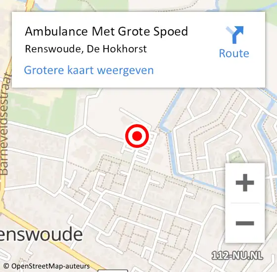 Locatie op kaart van de 112 melding: Ambulance Met Grote Spoed Naar Renswoude, De Hokhorst op 7 maart 2016 21:40