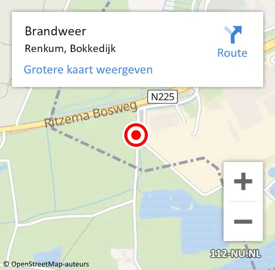 Locatie op kaart van de 112 melding: Brandweer Renkum, Bokkedijk op 8 december 2013 05:56