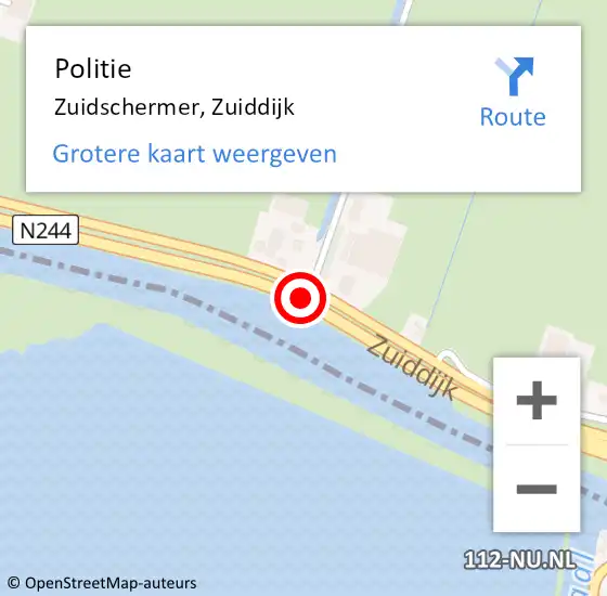 Locatie op kaart van de 112 melding: Politie Zuidschermer, Zuiddijk op 7 maart 2016 22:41