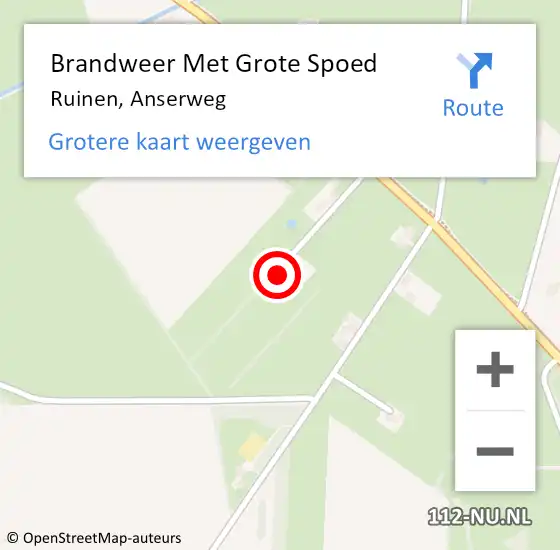 Locatie op kaart van de 112 melding: Brandweer Met Grote Spoed Naar Ruinen, Anserweg op 7 maart 2016 23:37