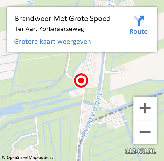 Locatie op kaart van de 112 melding: Brandweer Met Grote Spoed Naar Ter Aar, Korteraarseweg op 8 maart 2016 00:20