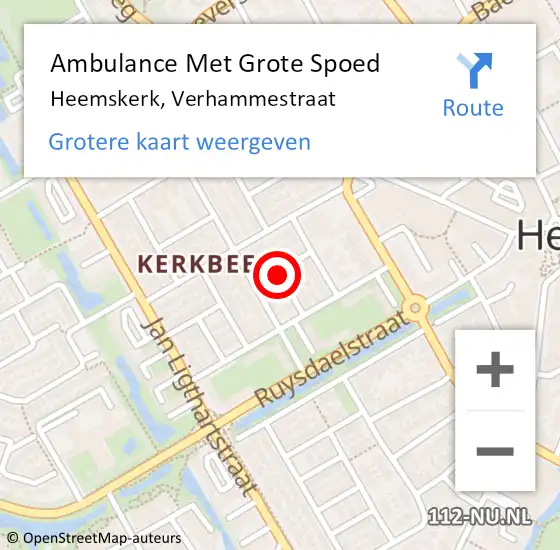 Locatie op kaart van de 112 melding: Ambulance Met Grote Spoed Naar Heemskerk, Verhammestraat op 8 maart 2016 07:40