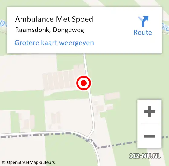 Locatie op kaart van de 112 melding: Ambulance Met Spoed Naar Raamsdonk, Dongeweg op 8 maart 2016 08:17