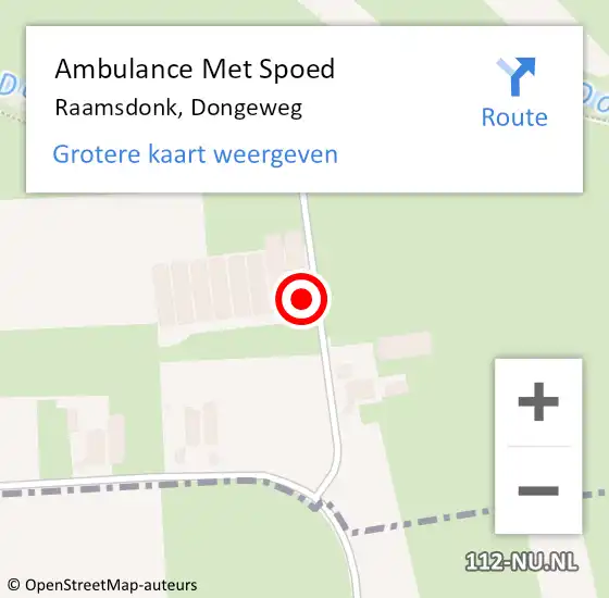 Locatie op kaart van de 112 melding: Ambulance Met Spoed Naar Raamsdonk, Dongeweg op 8 maart 2016 08:18