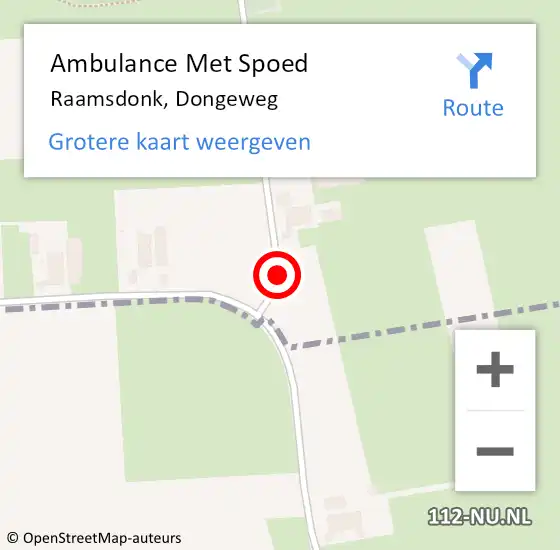 Locatie op kaart van de 112 melding: Ambulance Met Spoed Naar Raamsdonk, Dongeweg op 8 maart 2016 08:19