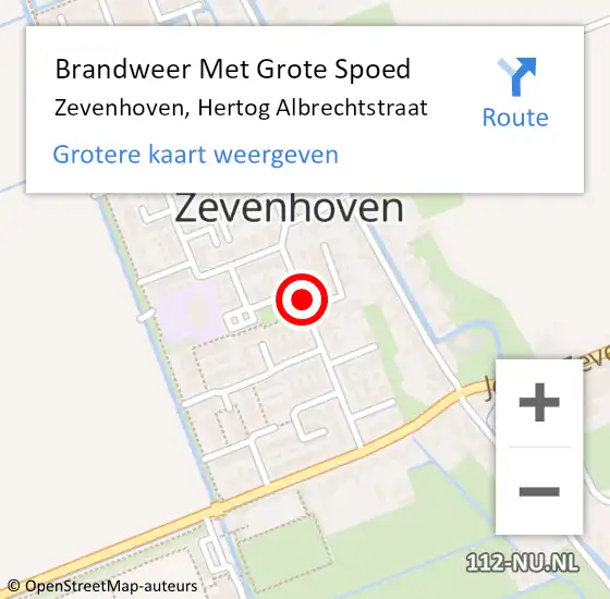 Locatie op kaart van de 112 melding: Brandweer Met Grote Spoed Naar Zevenhoven, Hertog Albrechtstraat op 8 maart 2016 08:26