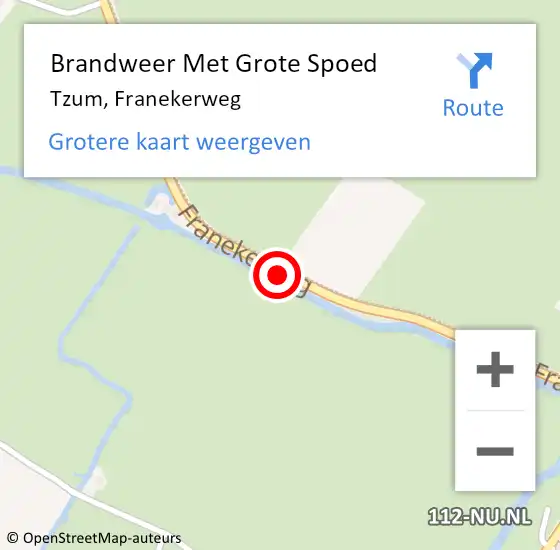 Locatie op kaart van de 112 melding: Brandweer Met Grote Spoed Naar Tzum, Franekerweg op 8 maart 2016 08:41