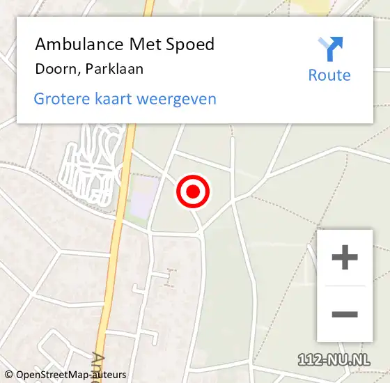 Locatie op kaart van de 112 melding: Ambulance Met Spoed Naar Doorn, Parklaan op 8 maart 2016 09:36