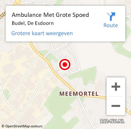 Locatie op kaart van de 112 melding: Ambulance Met Grote Spoed Naar Budel, De Esdoorn op 8 maart 2016 10:34