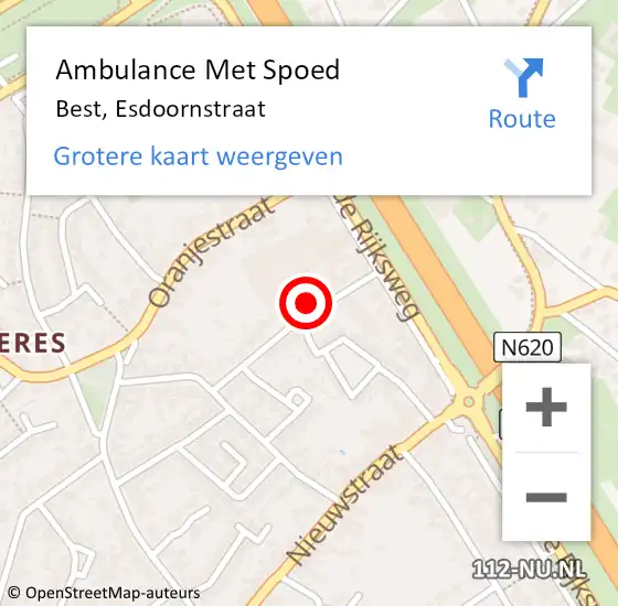 Locatie op kaart van de 112 melding: Ambulance Met Spoed Naar Best, Esdoornstraat op 8 maart 2016 10:37