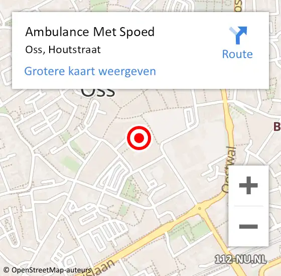 Locatie op kaart van de 112 melding: Ambulance Met Spoed Naar Oss, Houtstraat op 8 maart 2016 10:54