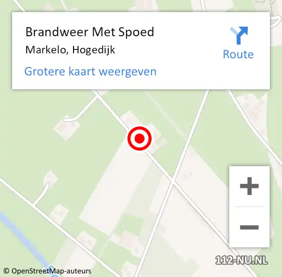 Locatie op kaart van de 112 melding: Brandweer Met Spoed Naar Markelo, Hogedijk op 8 maart 2016 10:54