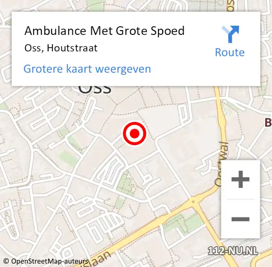 Locatie op kaart van de 112 melding: Ambulance Met Grote Spoed Naar Oss, Houtstraat op 8 maart 2016 10:54