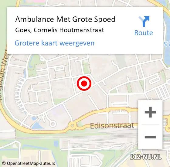 Locatie op kaart van de 112 melding: Ambulance Met Grote Spoed Naar Goes, Cornelis Houtmanstraat op 8 maart 2016 12:13