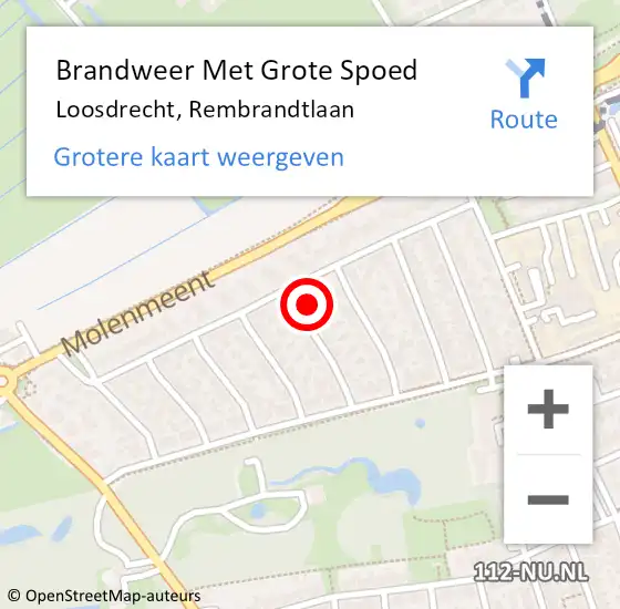 Locatie op kaart van de 112 melding: Brandweer Met Grote Spoed Naar Loosdrecht, Rembrandtlaan op 8 maart 2016 13:44