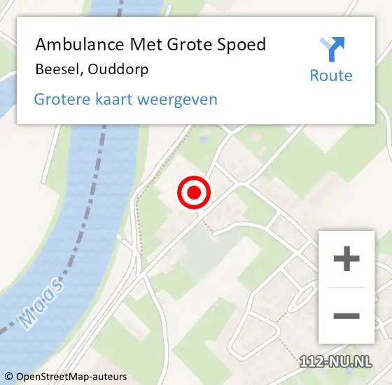 Locatie op kaart van de 112 melding: Ambulance Met Grote Spoed Naar Beesel, Ouddorp op 8 maart 2016 13:46