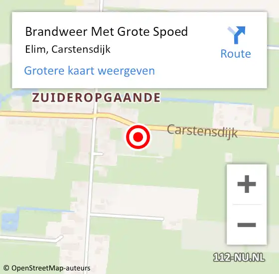 Locatie op kaart van de 112 melding: Brandweer Met Grote Spoed Naar Elim, Carstensdijk op 8 maart 2016 13:47