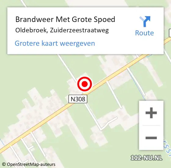 Locatie op kaart van de 112 melding: Brandweer Met Grote Spoed Naar Oldebroek, Zuiderzeestraatweg op 8 maart 2016 15:28