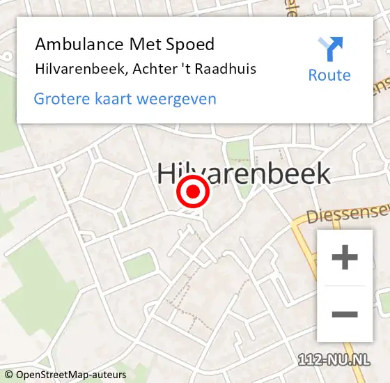 Locatie op kaart van de 112 melding: Ambulance Met Spoed Naar Hilvarenbeek, Achter 't Raadhuis op 8 maart 2016 15:38