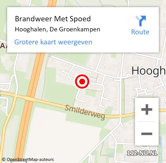 Locatie op kaart van de 112 melding: Brandweer Met Spoed Naar Hooghalen, De Groenkampen op 8 maart 2016 16:00