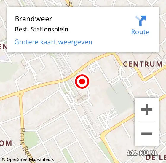 Locatie op kaart van de 112 melding: Brandweer Best, Stationsplein op 8 december 2013 09:12