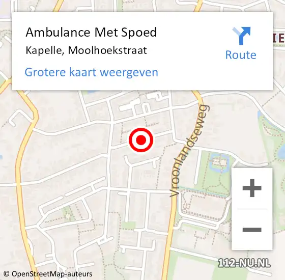 Locatie op kaart van de 112 melding: Ambulance Met Spoed Naar Kapelle, Moolhoekstraat op 8 maart 2016 16:32