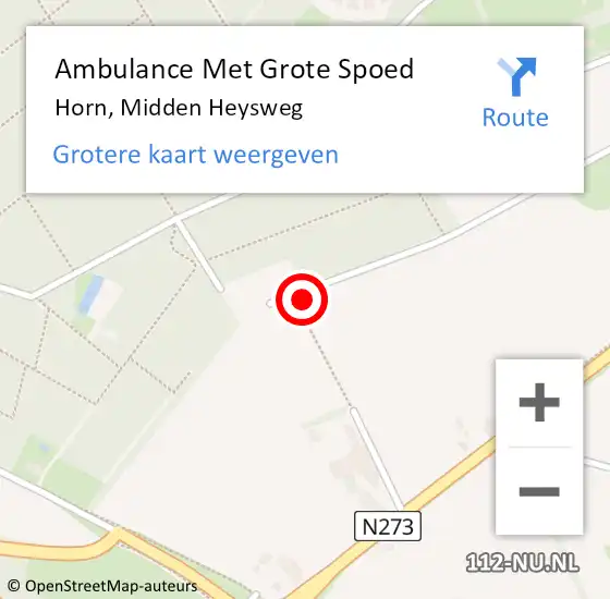 Locatie op kaart van de 112 melding: Ambulance Met Grote Spoed Naar Horn, Midden Heysweg op 8 maart 2016 16:45