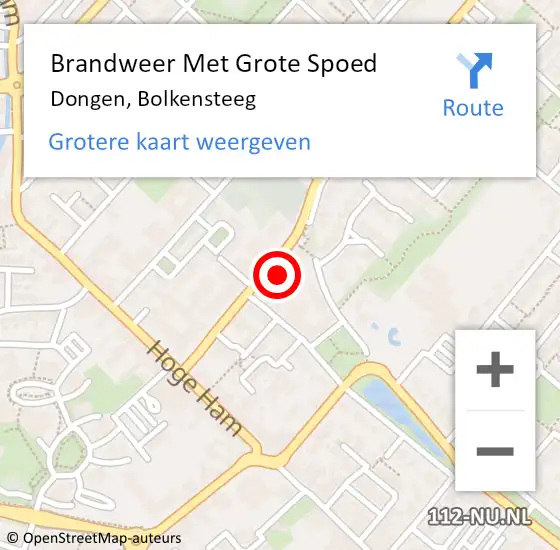 Locatie op kaart van de 112 melding: Brandweer Met Grote Spoed Naar Dongen, Bolkensteeg op 8 maart 2016 16:56