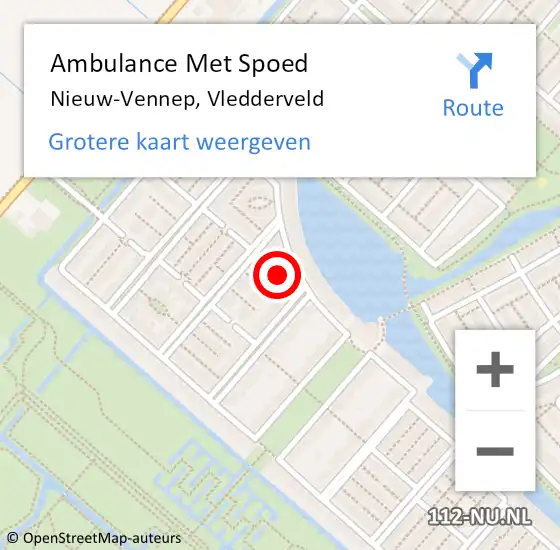 Locatie op kaart van de 112 melding: Ambulance Met Spoed Naar Nieuw-Vennep, Vledderveld op 8 maart 2016 16:58