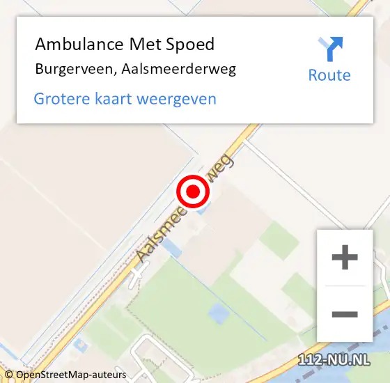 Locatie op kaart van de 112 melding: Ambulance Met Spoed Naar Burgerveen, Aalsmeerderweg op 8 maart 2016 17:13