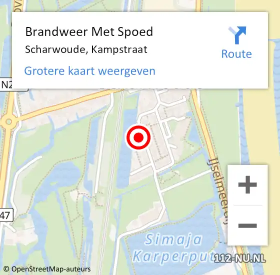 Locatie op kaart van de 112 melding: Brandweer Met Spoed Naar Scharwoude, Kampstraat op 8 maart 2016 17:43