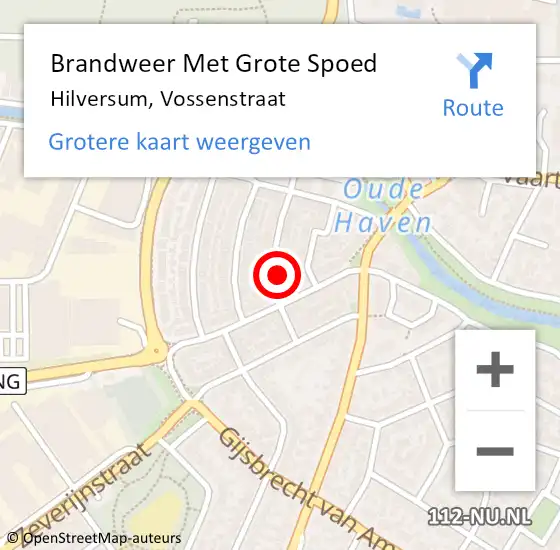 Locatie op kaart van de 112 melding: Brandweer Met Grote Spoed Naar Hilversum, Vossenstraat op 8 maart 2016 17:45
