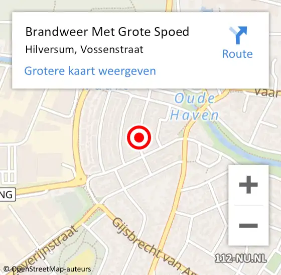 Locatie op kaart van de 112 melding: Brandweer Met Grote Spoed Naar Hilversum, Vossenstraat op 8 maart 2016 17:46