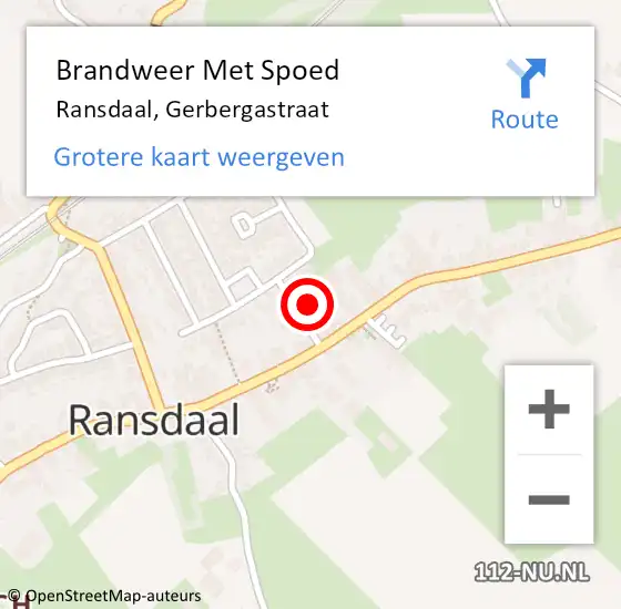 Locatie op kaart van de 112 melding: Brandweer Met Spoed Naar Ransdaal, Gerbergastraat op 8 maart 2016 17:48