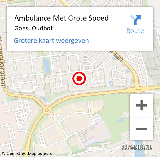 Locatie op kaart van de 112 melding: Ambulance Met Grote Spoed Naar Goes, Oudhof op 8 maart 2016 19:00