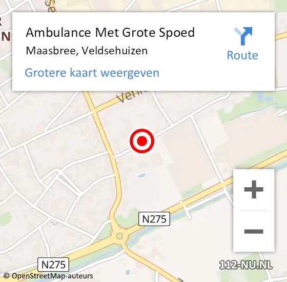 Locatie op kaart van de 112 melding: Ambulance Met Grote Spoed Naar Maasbree, Veldsehuizen op 8 maart 2016 19:09