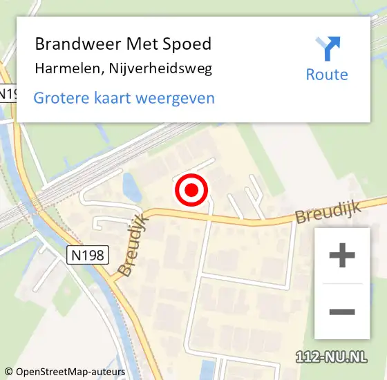 Locatie op kaart van de 112 melding: Brandweer Met Spoed Naar Harmelen, Nijverheidsweg op 8 maart 2016 19:34