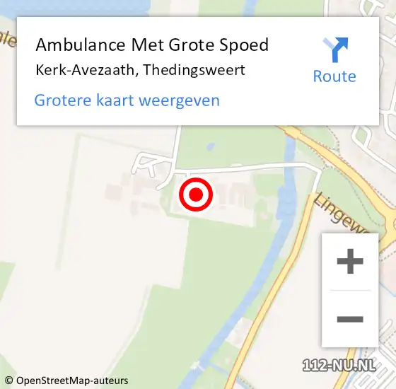 Locatie op kaart van de 112 melding: Ambulance Met Grote Spoed Naar Kerk-Avezaath, Thedingsweert op 8 maart 2016 20:25