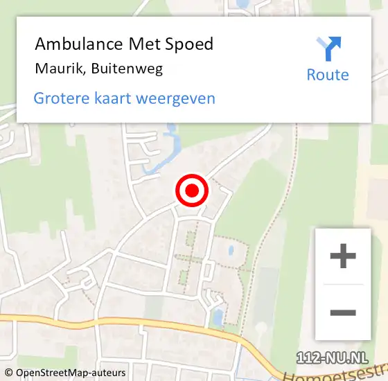 Locatie op kaart van de 112 melding: Ambulance Met Spoed Naar Maurik, Buitenweg op 8 maart 2016 20:28