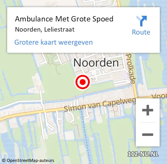 Locatie op kaart van de 112 melding: Ambulance Met Grote Spoed Naar Noorden, Leliestraat op 8 maart 2016 22:17