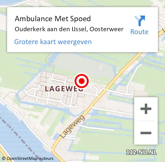 Locatie op kaart van de 112 melding: Ambulance Met Spoed Naar Ouderkerk aan den IJssel, Oosterweer op 9 maart 2016 01:20