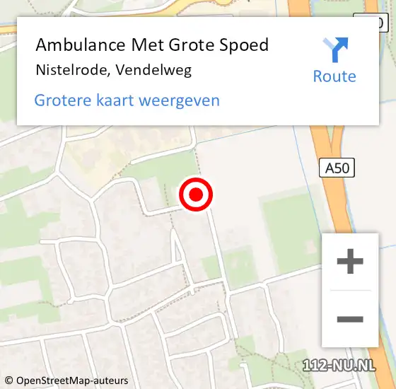 Locatie op kaart van de 112 melding: Ambulance Met Grote Spoed Naar Nistelrode, Vendelweg op 9 maart 2016 01:36