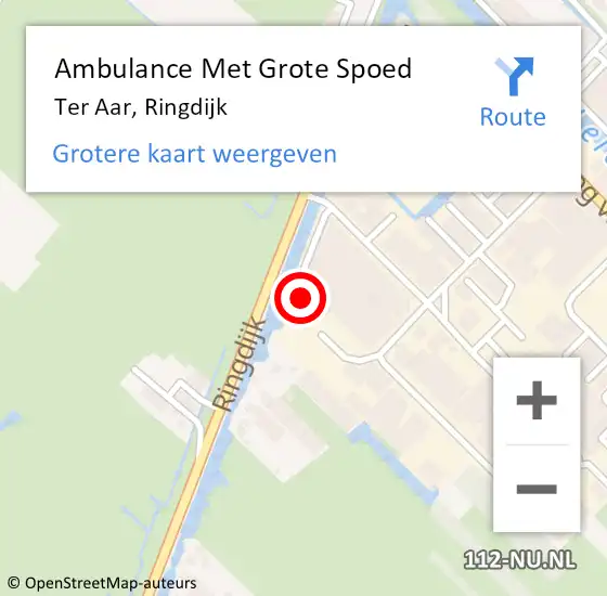 Locatie op kaart van de 112 melding: Ambulance Met Grote Spoed Naar Ter Aar, Ringdijk op 8 december 2013 10:23