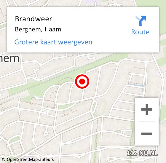 Locatie op kaart van de 112 melding: Brandweer Berghem, Haam op 9 maart 2016 10:12